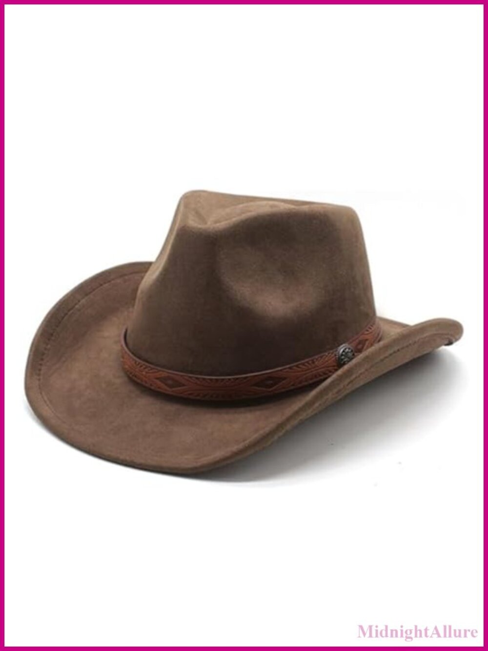 Suede Wide Brim Cowboy Hat Adjustable Unisex Western Panama